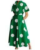 Plus Size Women Printed V-Neck Short-Sleeve Dress