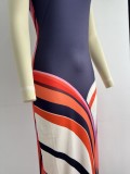Women Summer African Oil Painting Holidays Beach Elegant Maxi Dress