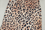 Women Leopard Print Patchwork Halter Neck Sleeveless Bodycon Dress