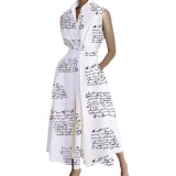 Plus Size Women Printed V-Neck Sleeveless Dress