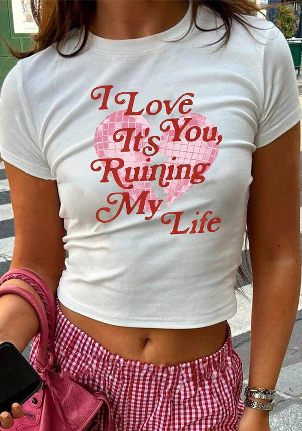 Women Printed Crop Top T-Shirt
