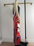 Women Summer African Oil Painting Holidays Beach Elegant Maxi Dress