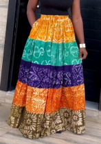 Women African Summer Print Holidays Patchwork Skirt Women African Summer Print Holidays Patchwork Skirt