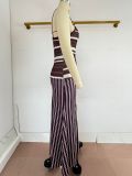 Women Summer African Elegant Striped Color Block Strap Dress