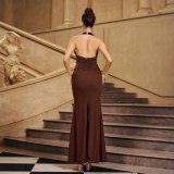 Women Sleeveless V-Neck Formal Party Sequin Evening Dress