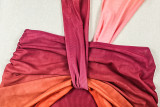 Women Sexy Summer Holidays Gradient Halter Neck Sleeveless Casual Bodycon Dress