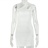 Women Asymmetrical Slash Shoulder Mini Dress
