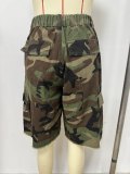 Women Casual Summer Button-Zipper Camouflage Shorts