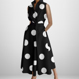 Plus Size Women Printed V-Neck Sleeveless Dress