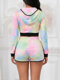 Women Casual Long Sleeve Top and Shorts Two-Piece Set