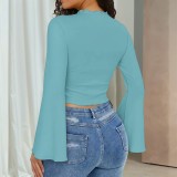 Women Bell Bottom Sleeve Top