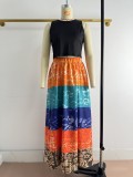 Women African Summer Print Holidays Patchwork Skirt