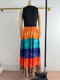 Women African Summer Print Holidays Patchwork Skirt
