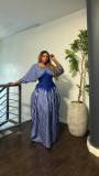 Women Spring/Summer African V-Neck Striped Holidays Dress