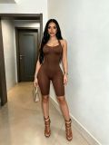 Women Halter Neck Stretch Sleeveless Knee-Length Jumpsuit