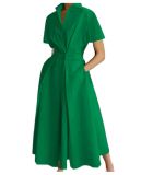 Plus Size Women Printed V-Neck Short-Sleeve Dress
