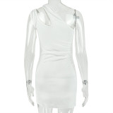 Women Asymmetrical Slash Shoulder Mini Dress
