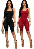 Women Halter Neck Stretch Sleeveless Knee-Length Jumpsuit