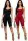Women Halter Neck Stretch Sleeveless Knee-Length Jumpsuit
