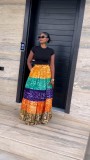 Women African Summer Print Holidays Patchwork Skirt