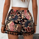 Women Spring/Summer Printed Casual Lace Shorts