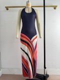 Women Summer African Oil Painting Holidays Beach Elegant Maxi Dress