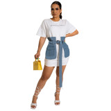 Women Summer Denim Casual Patchwork Dress