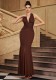 Women Sleeveless V-Neck Formal Party Sequin Evening Dress