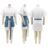 Women Summer Denim Casual Patchwork Dress