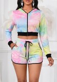Women Casual Long Sleeve Top and Shorts Two-Piece Set