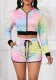 Women Casual Long Sleeve Top and Shorts Two-Piece Set