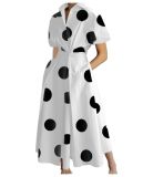 Plus Size Women Printed V-Neck Short-Sleeve Dress