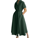 Plus Size Women Printed V-Neck Short-Sleeve Dress