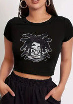 Women Printed Crop Top T-Shirt Women Printed Crop Top T-Shirt