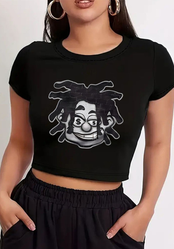 Women Printed Crop Top T-Shirt