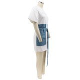 Women Summer Denim Casual Patchwork Dress