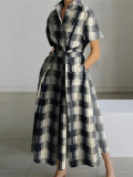 Plus Size Women Printed V-Neck Short-Sleeve Dress