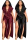 Plus Size Women Summer Sexy Ruffle Wide-Leg Slit Jumpsuit