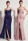 Women Sequined Camisole with Slit Formal Party Evening Dress