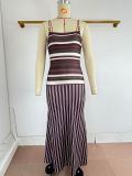 Women Summer African Elegant Striped Color Block Strap Dress