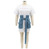 Women Summer Denim Casual Patchwork Dress
