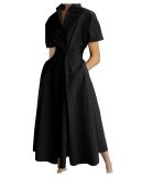 Plus Size Women Printed V-Neck Short-Sleeve Dress