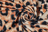 Women Leopard Print Patchwork Halter Neck Sleeveless Bodycon Dress
