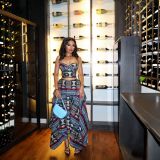 Women Summer African Formal Party Color Block Camisole Top and Skirt Two-Piece Set