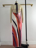 Women Summer African Oil Painting Holidays Beach Elegant Maxi Dress