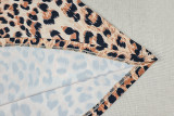 Women Leopard Print Patchwork Halter Neck Sleeveless Bodycon Dress
