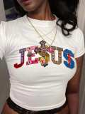 Women Printed Crop Top T-Shirt