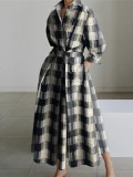 Plus Size Women Printed Casual Polka Dot Polo Neck Long-Sleeve Dress