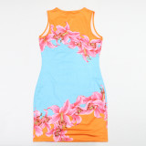Women's Fashion Printed Sleeveless Bodycon Dress