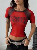 Women's Summer See-Through Printed Seamless Long Sleeve Top